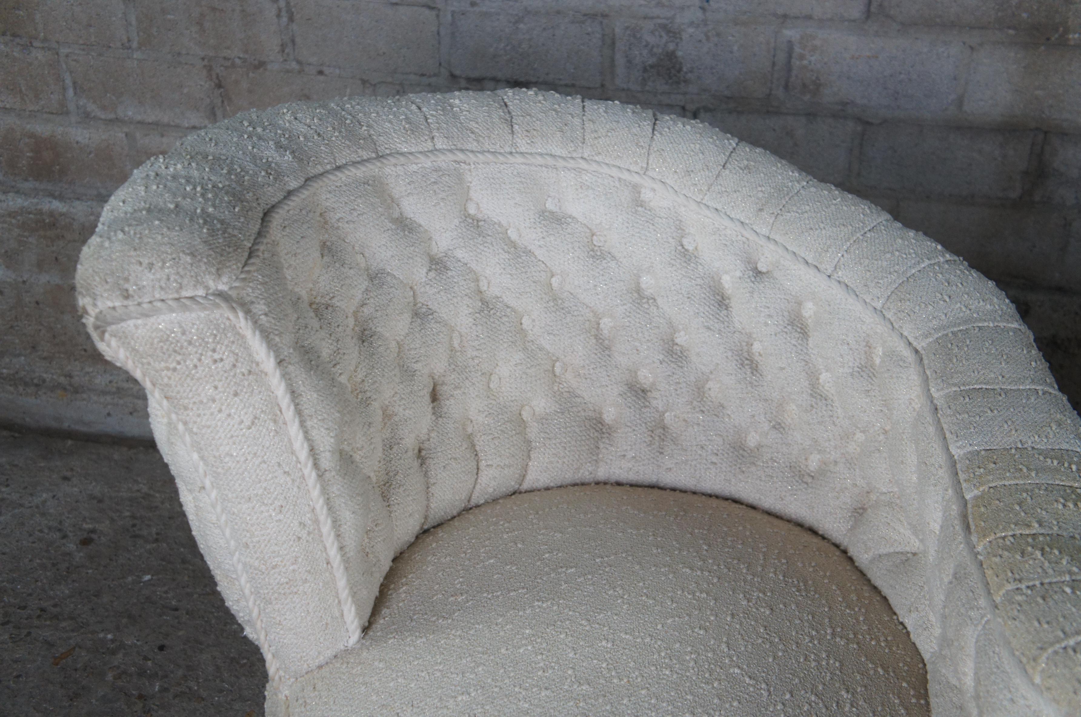 Fabric Antique Victorian Tufted Tete a Tete Parlor Conversation Bench Arm Chair For Sale