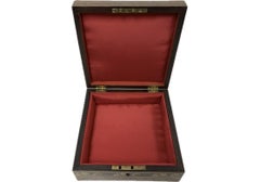 Caja de pañuelos antigua victoriana forrada de Tunbridge Ware