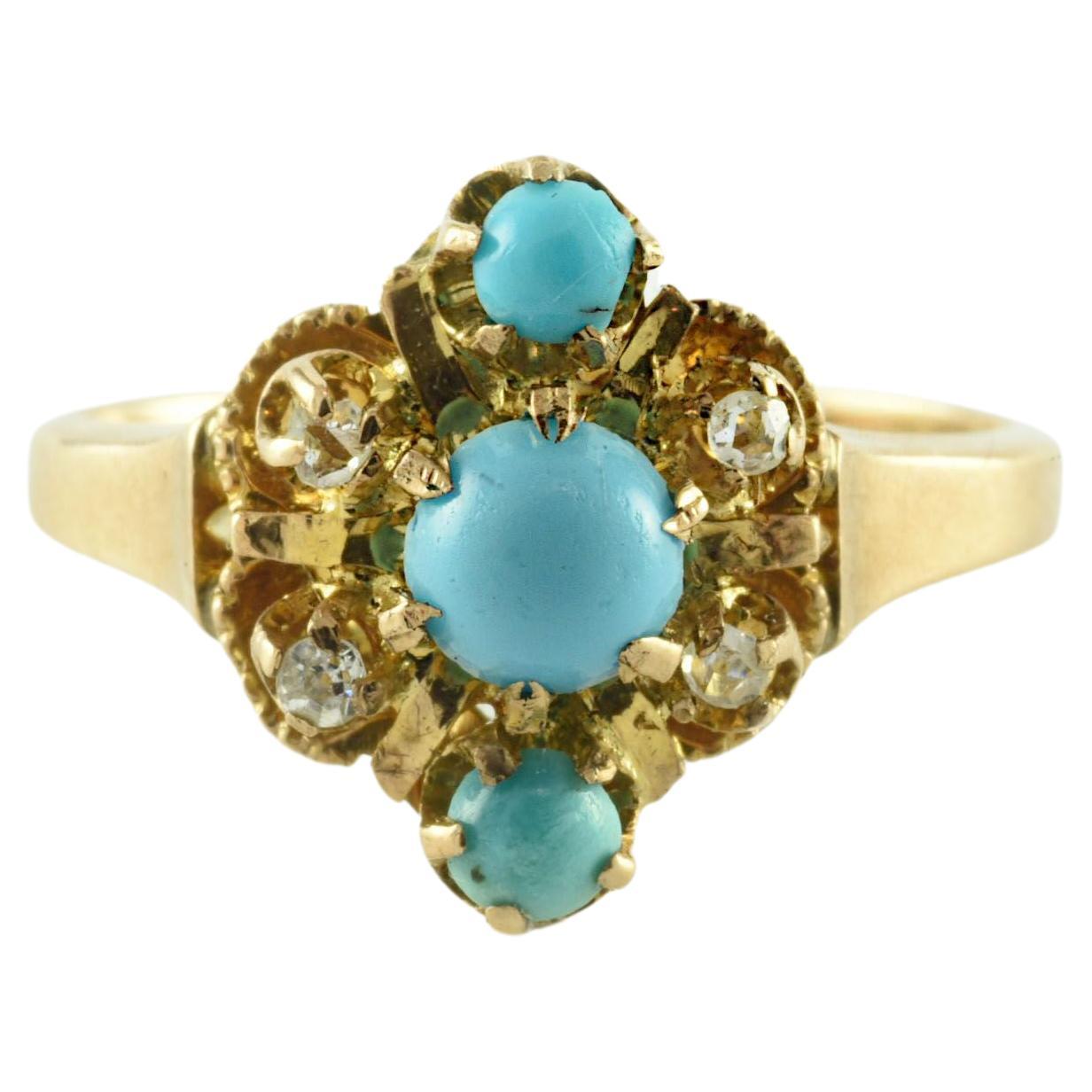 Antique Victorian Turquoise and Diamond Ring