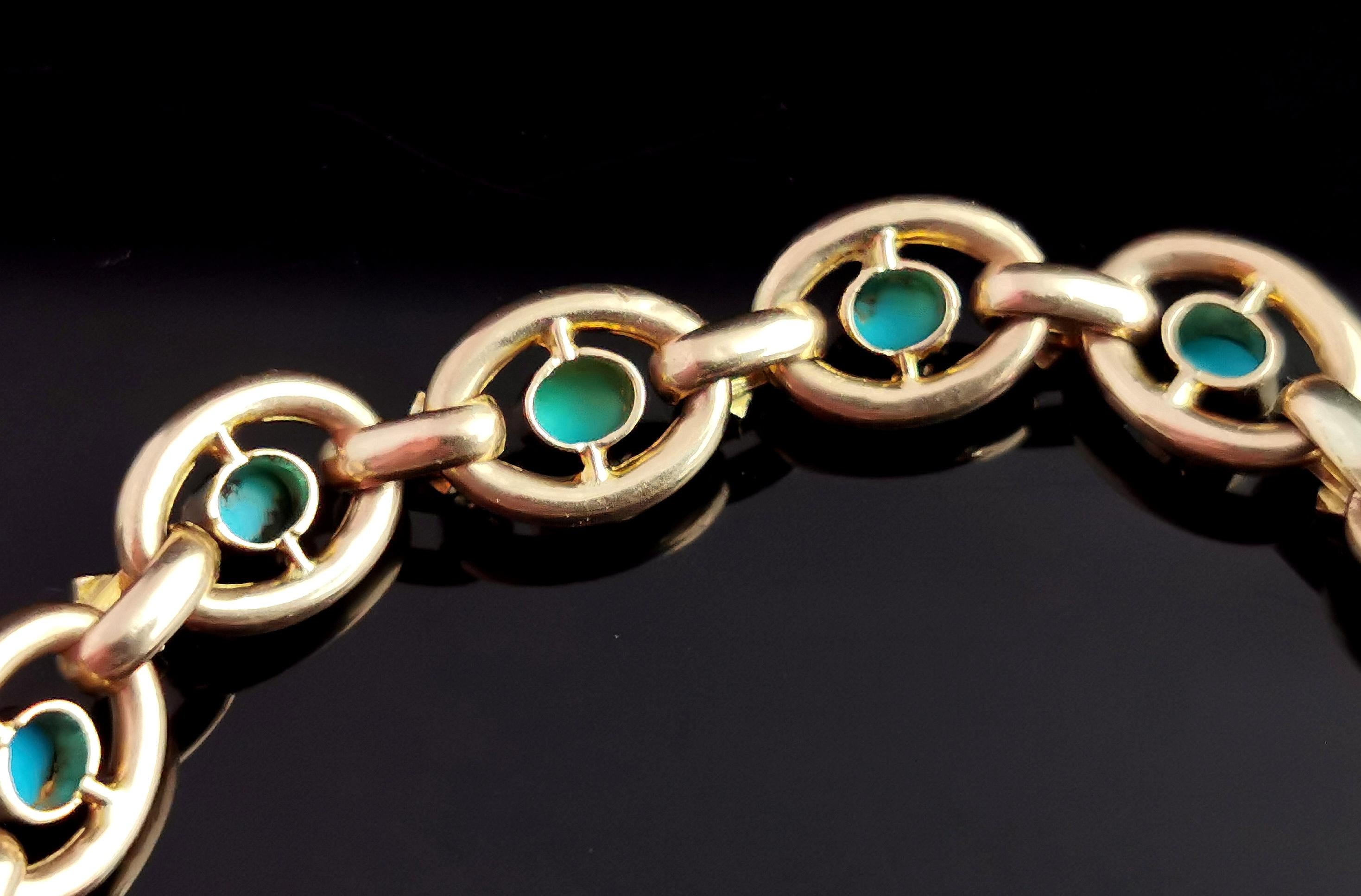 Antique Victorian Turquoise and Pearl Bracelet, 9k Gold 5