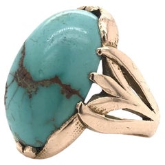 Antique Victorian Turquoise and Rose Gold Ring