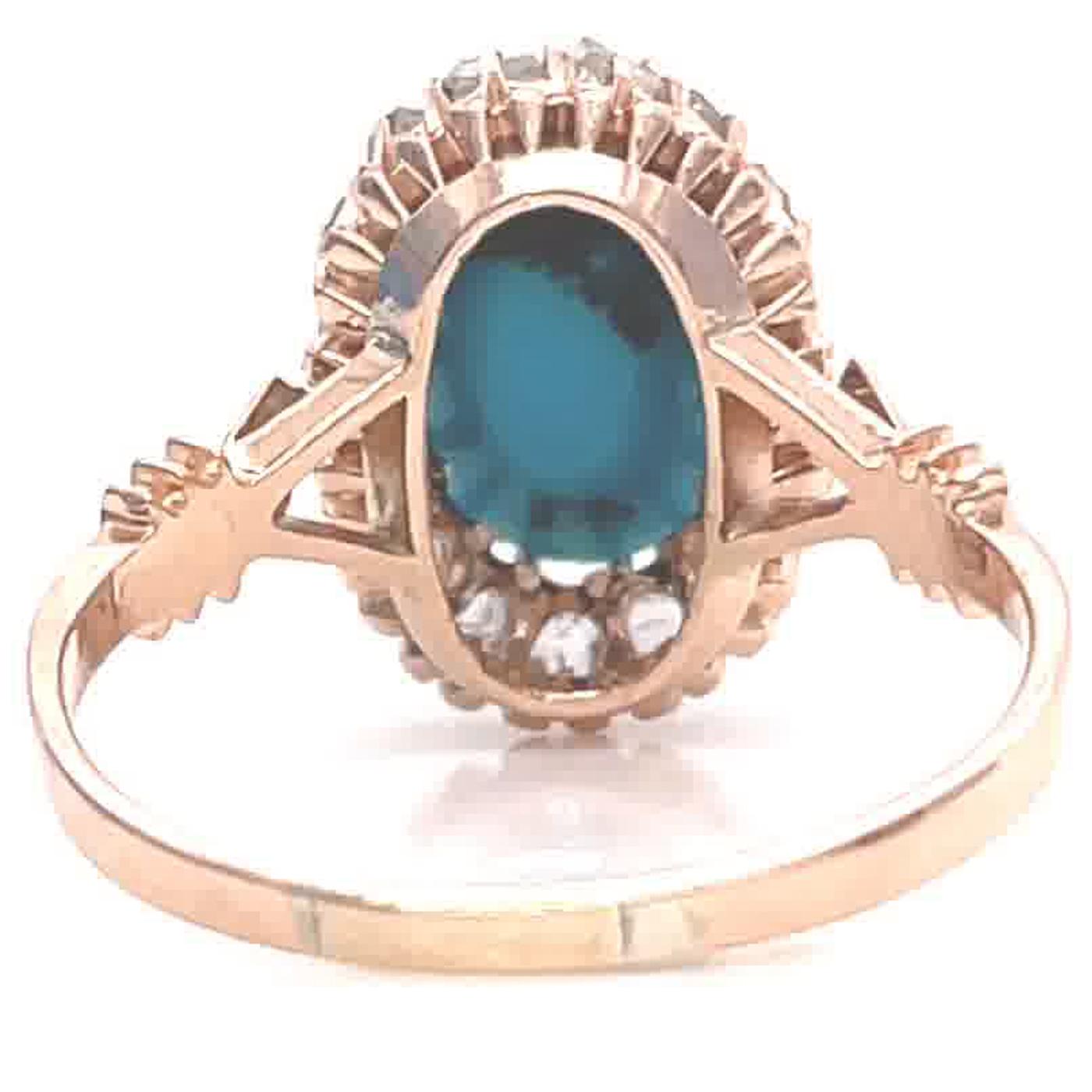 Women's Antique Victorian Turquoise Diamond Cluster 18 Karat Rose Gold Ring