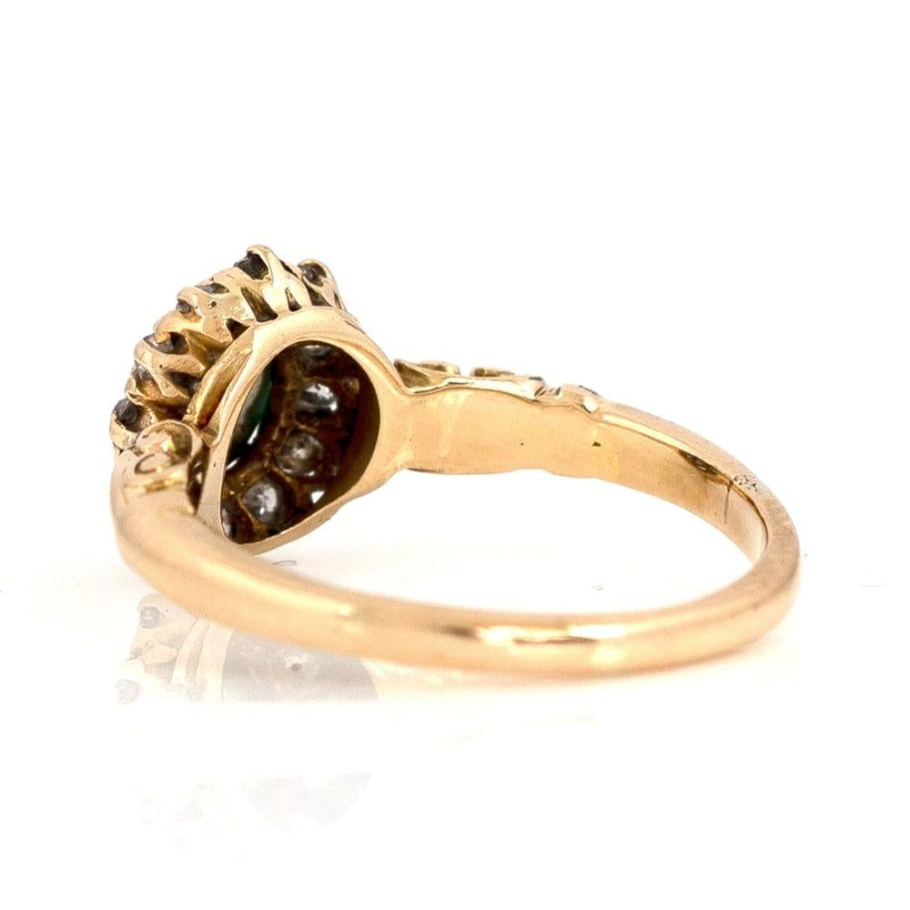 Antiker viktorianischer Türkis-Diamant-Halo-Ring aus 18 Karat Gold Damen im Angebot