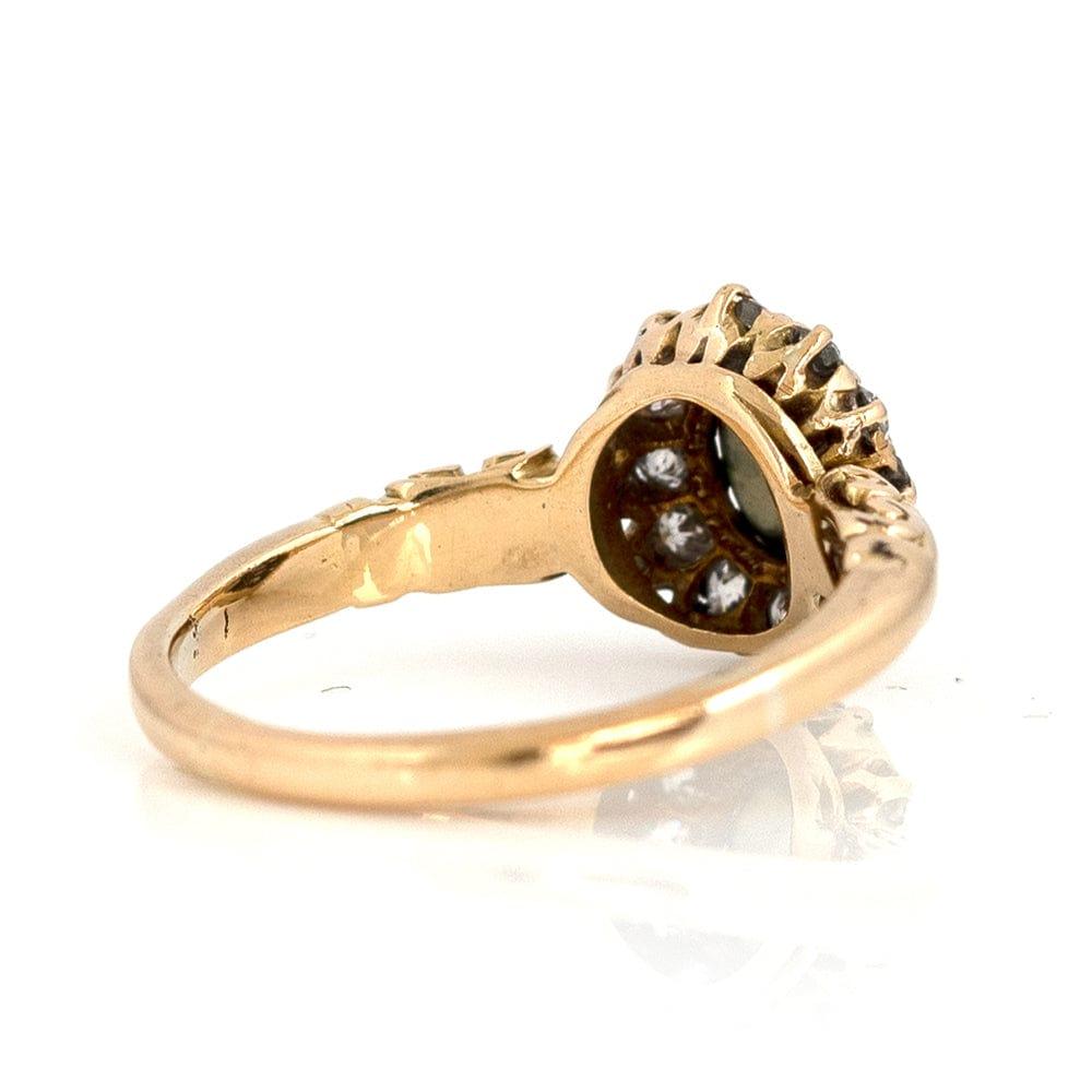 Antique Victorian Turquoise Diamond Halo 18ct Gold Ring For Sale 4
