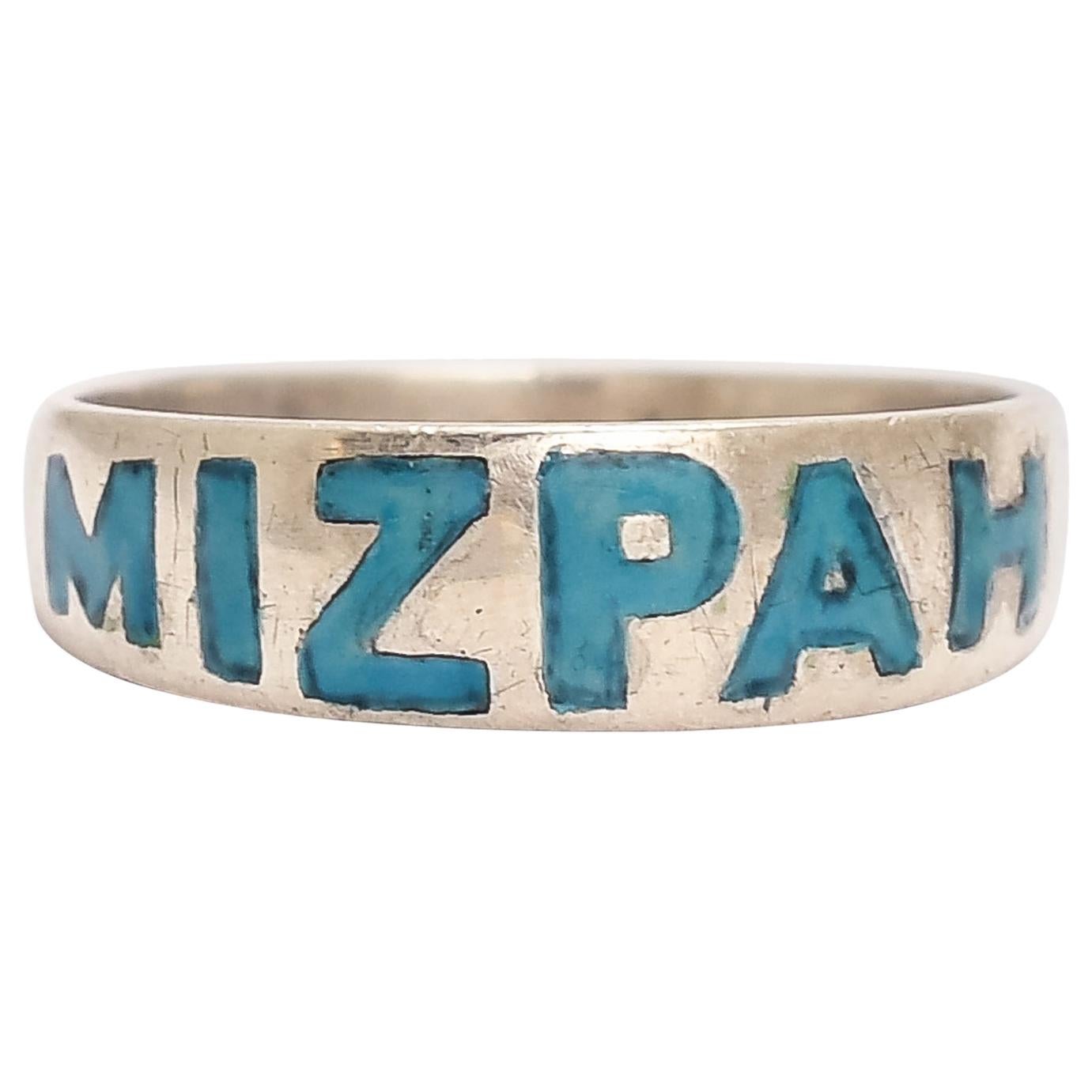 Antique Victorian Turquoise Enamel MIZPAH Ring