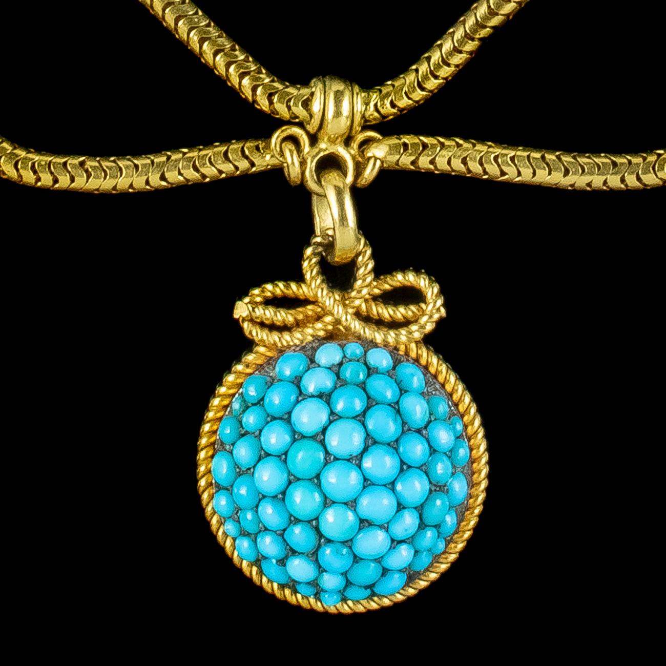 Antique Victorian Turquoise Etruscan Revival Collar Necklace 15ct Gold 2