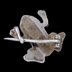 Antique Victorian Turquoise Frog Brooch Silver, circa 1900