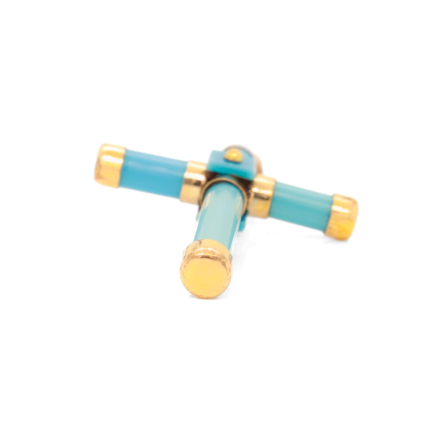 Antique Victorian Turquoise Glass and Gold Filled Cross or Crucifix Pendant 6
