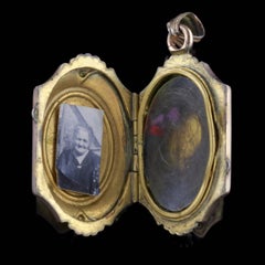 Antique Victorian Turquoise Locket Gold Gilt, circa 1890