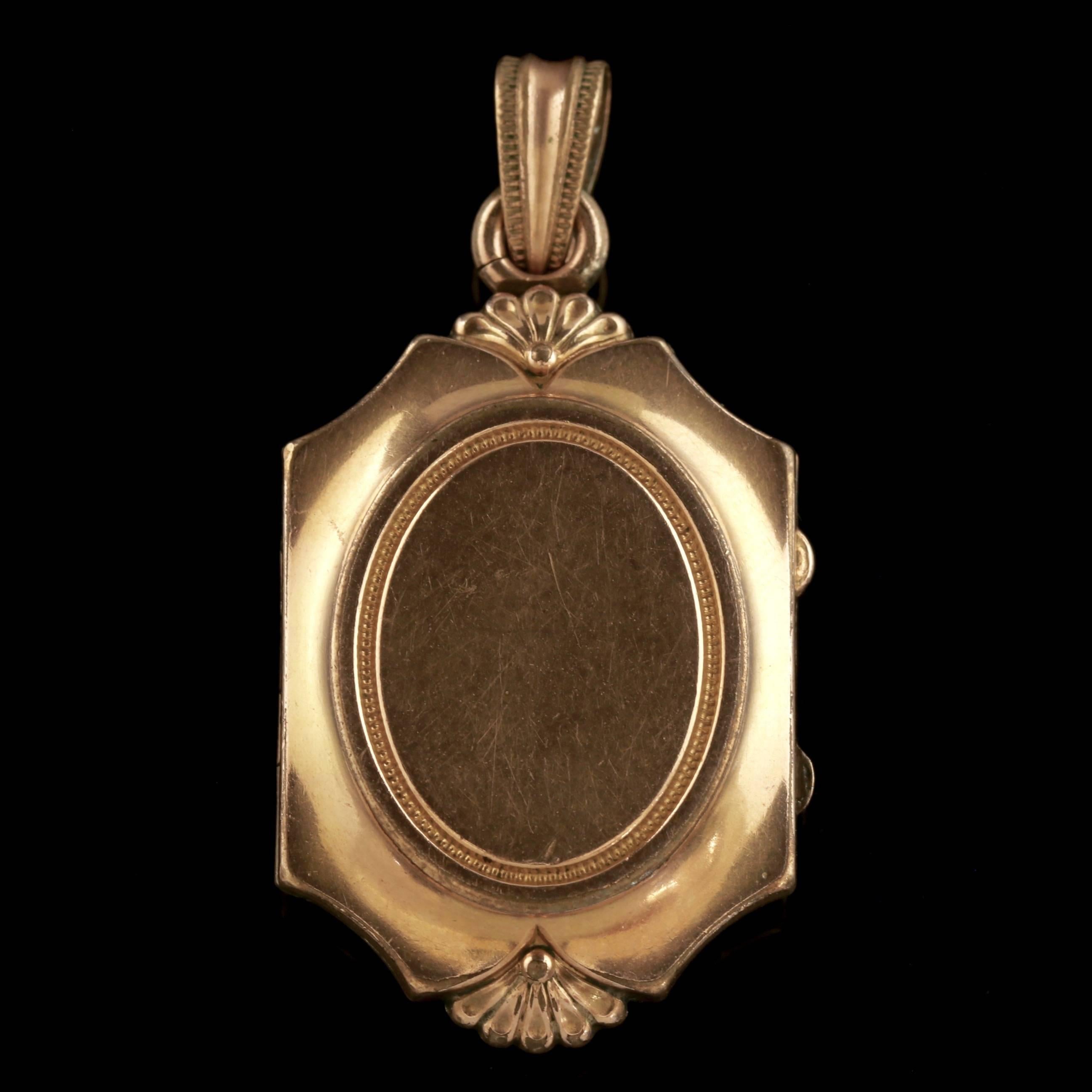 Women's Antique Victorian Turquoise Locket Gold Gilt, circa 1890 For Sale
