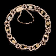Antique Victorian Turquoise Pearl 9 Carat Rose Gold Bracelet, circa 1900