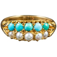 Antique Victorian Turquoise Pearl Ring 18 Carat Gold, circa 1880