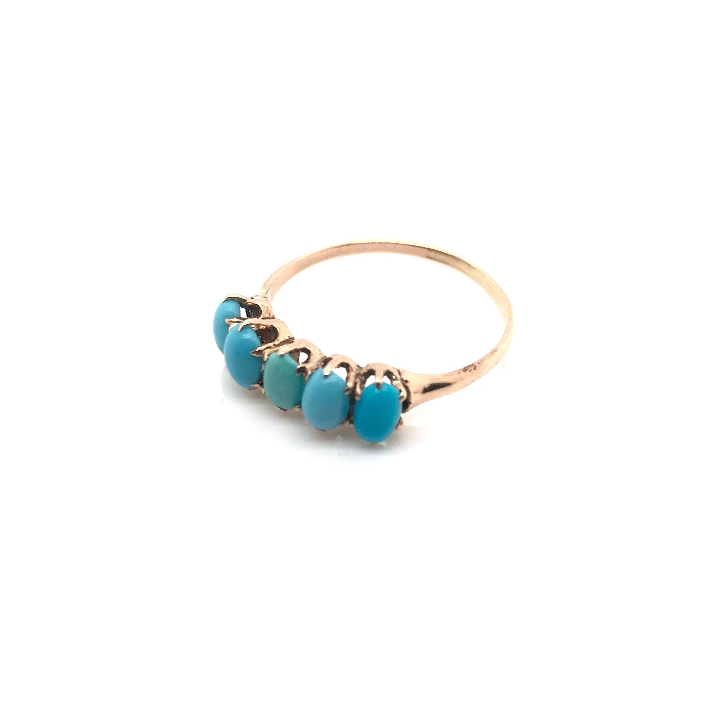 Cabochon Antique Victorian Turquoise Ring For Sale