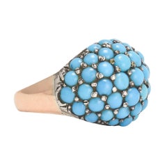 Antique Victorian Turquoise Rose Gold Bombé Ring