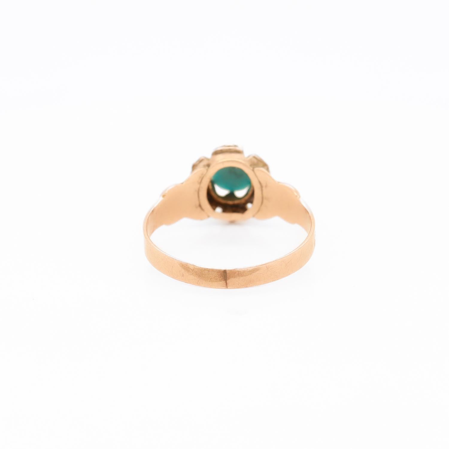 Antique Victorian Turquoise, Seed Pearl and 10k Rose Gold Ring For Sale 3