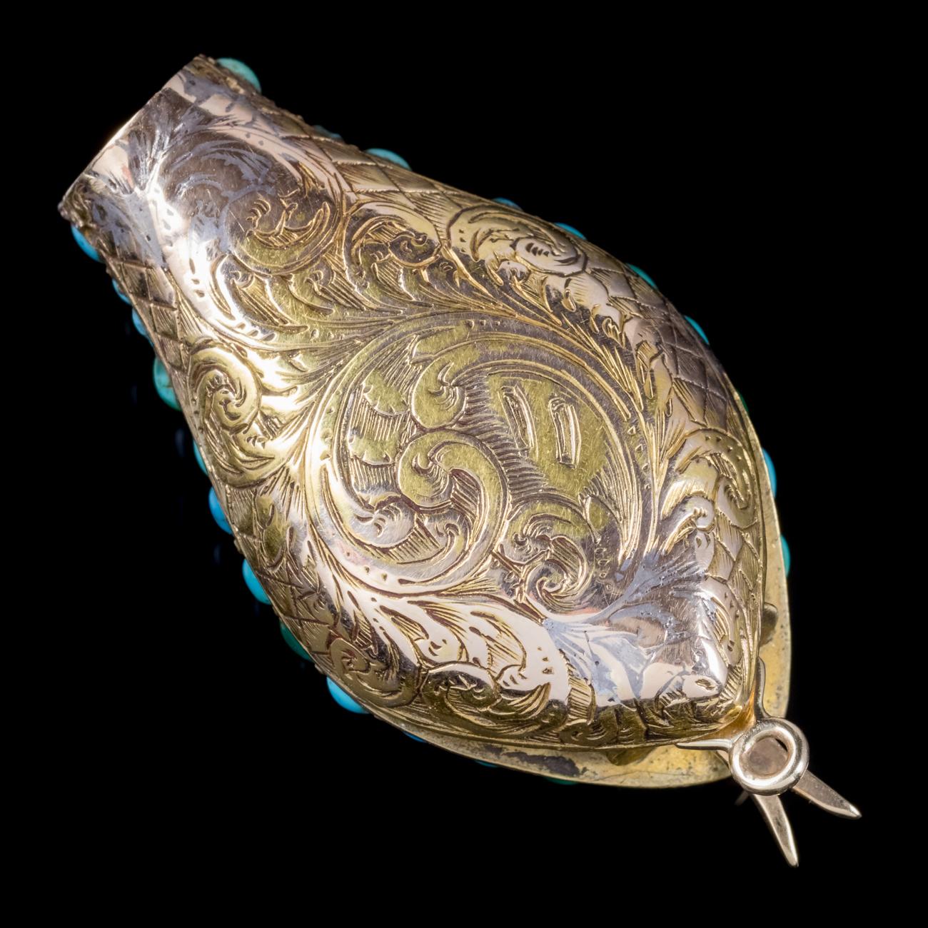 Women's Antique Victorian Turquoise Snake Head Snapper Ruby Eyes 18ct Gold Circa 1900 For Sale