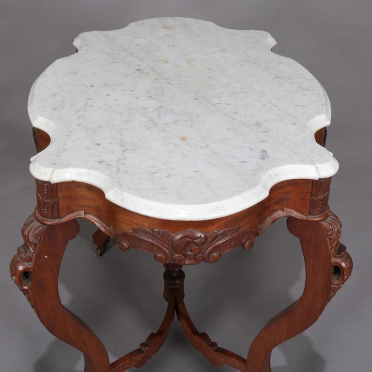 Antique Victorian Turtle Top Carved Walnut and Bevelled Marble Centre Table at 1stDibs turtle