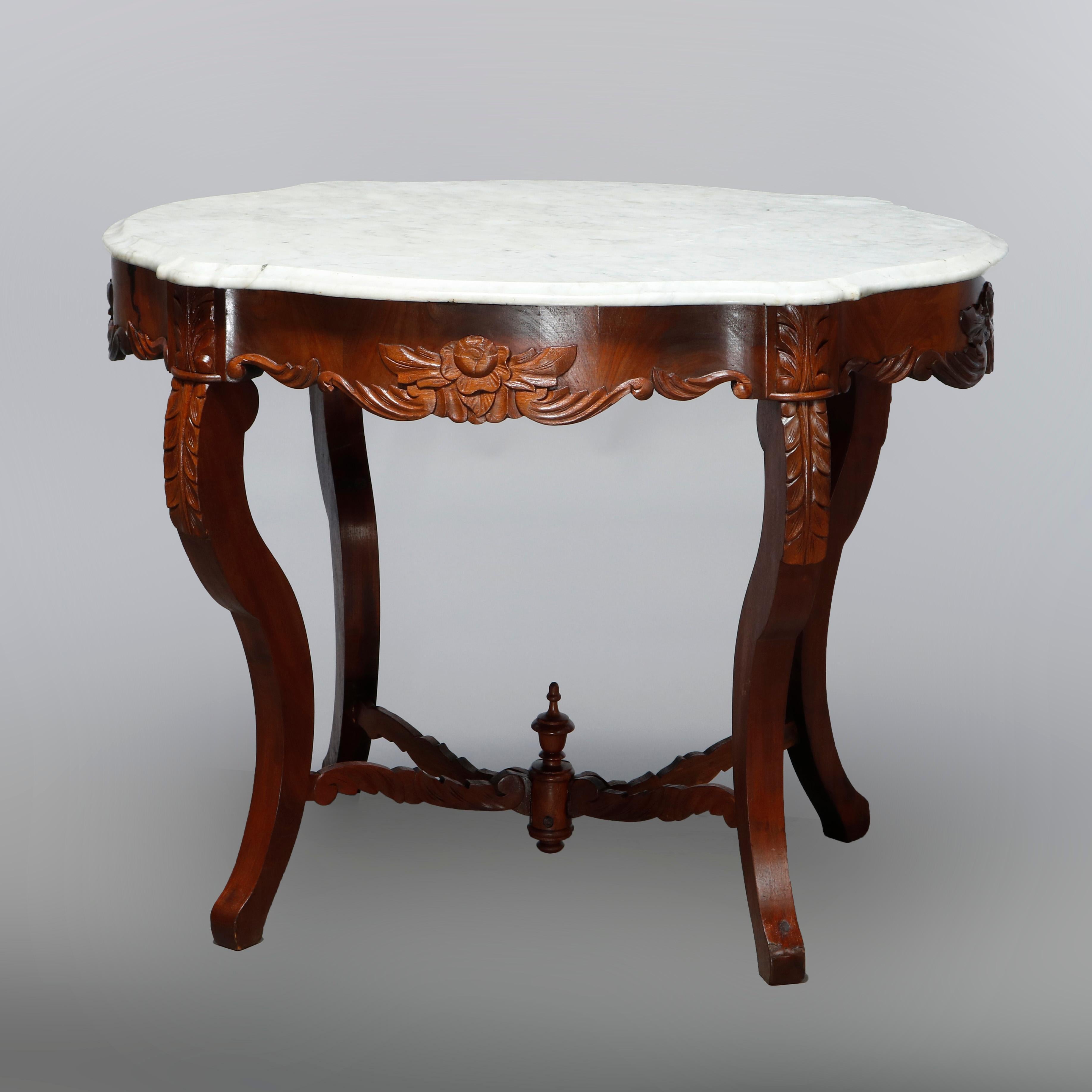 Antique Victorian Turtle Top Marble Top Mahogany & Walnut Lamp Table, Circa 1860 For Sale 5