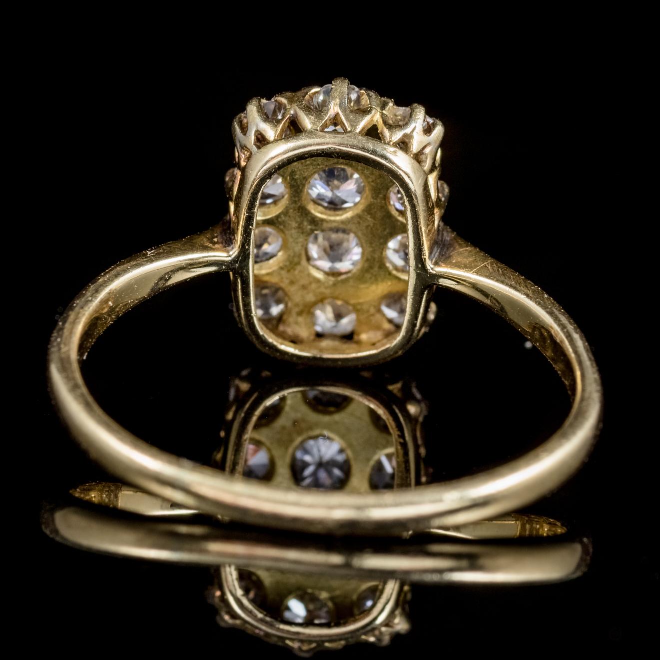 Antique Victorian Twelve-Stone Diamond Cluster Ring 18 Carat Gold, circa 1900 In Excellent Condition In Lancaster, Lancashire