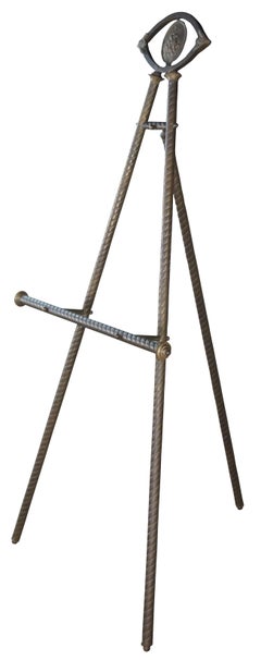 Antique Victorian Twisted Brass Easel Artwork Display BAS Relief Cherubs