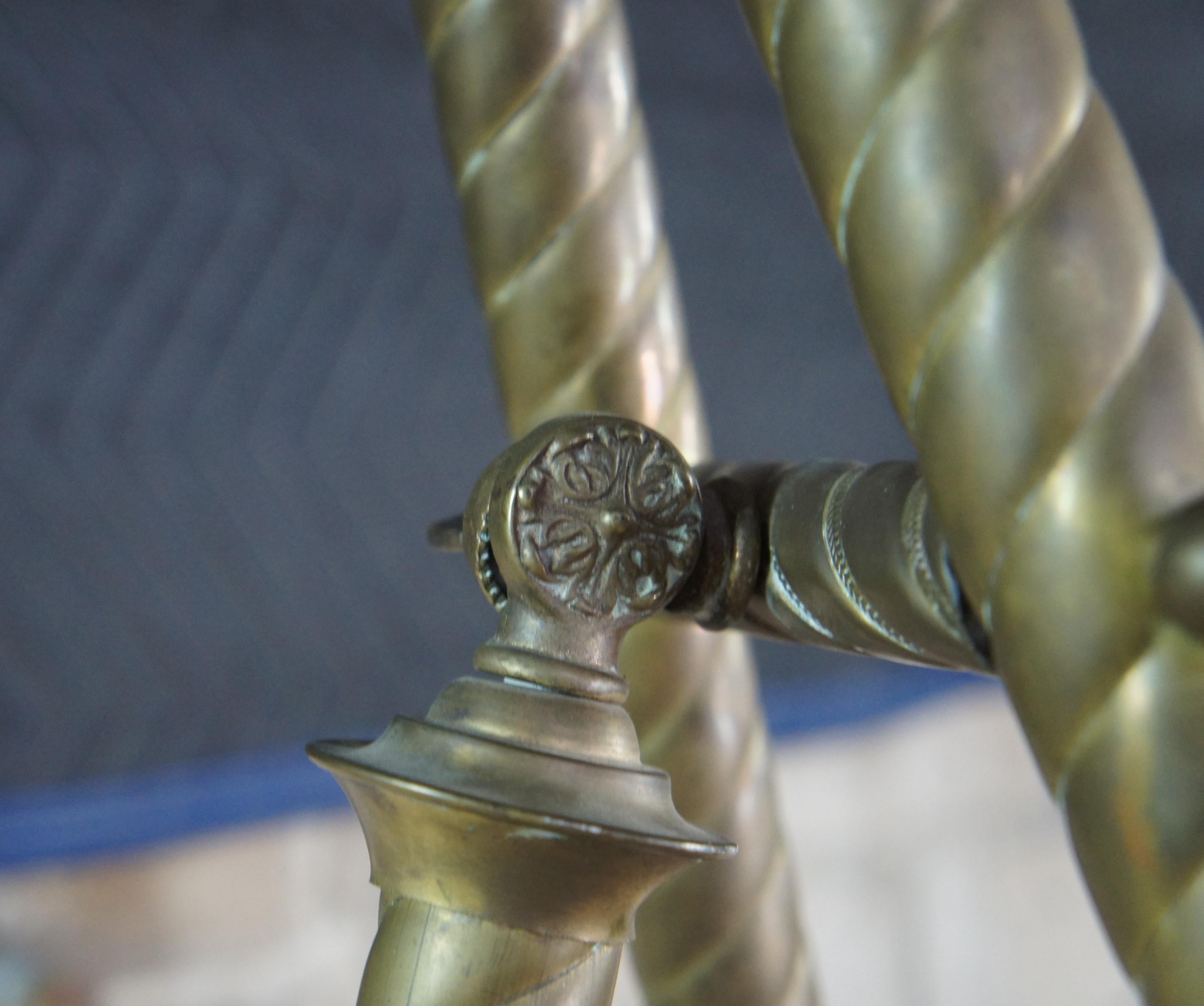 Antique Victorian Twisted Brass Easel Artwork Display BAS Relief Cherubs 2