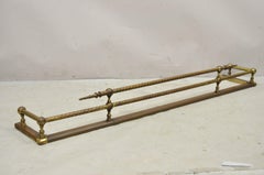Antique Victorian Twisted Brass Pointed Finial Fireplace Fender Hearth