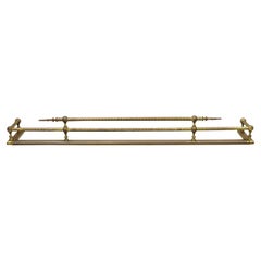 Antique Victorian Twisted Brass Pointed Finial Fireplace Fender Hearth