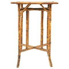 Antique Victorian Two-Tier Bamboo Oriental Lamp Side Table, Scotland, 1870