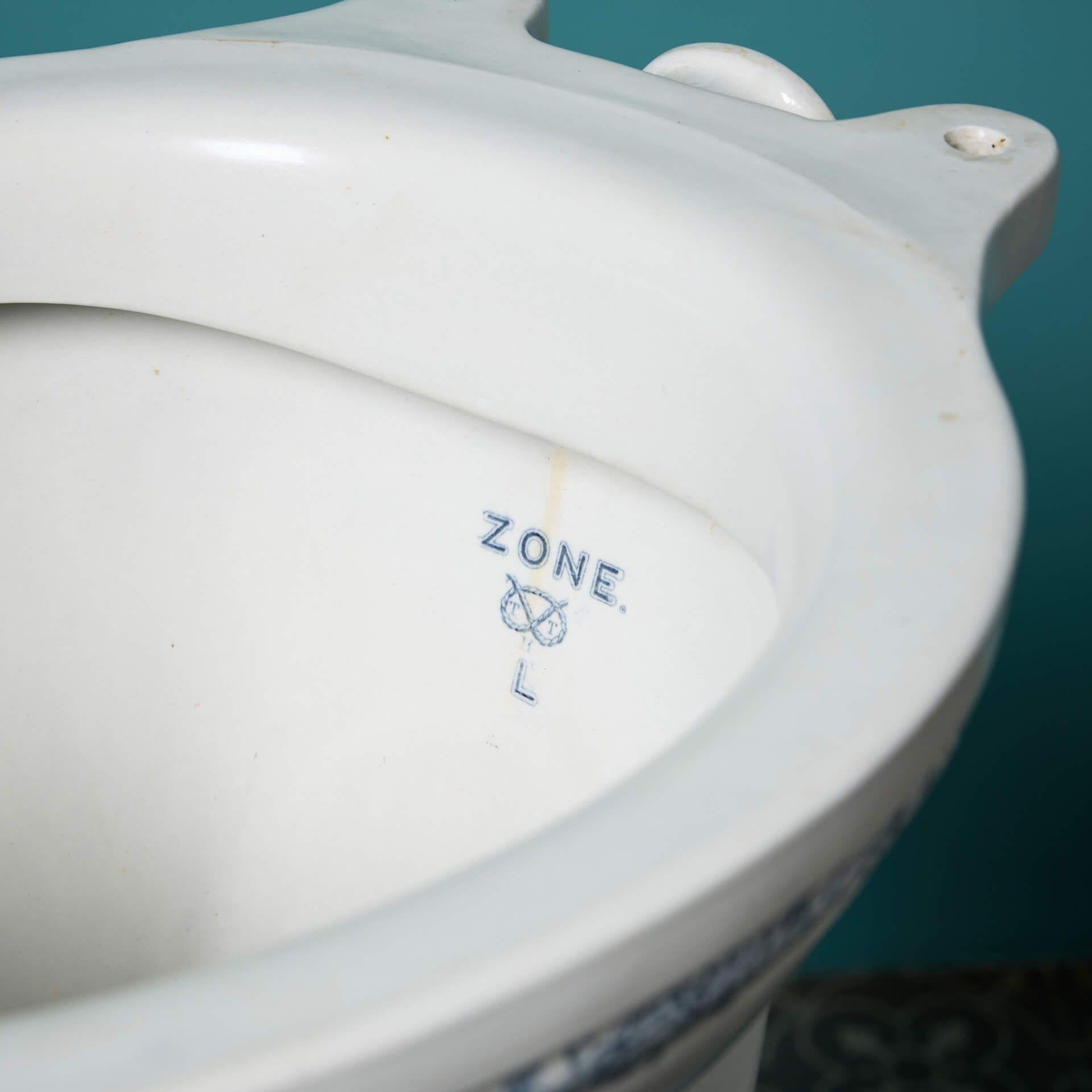 Vernissé Antique toilette victorienne Twyford Hanley à motifs avec plateau P en vente
