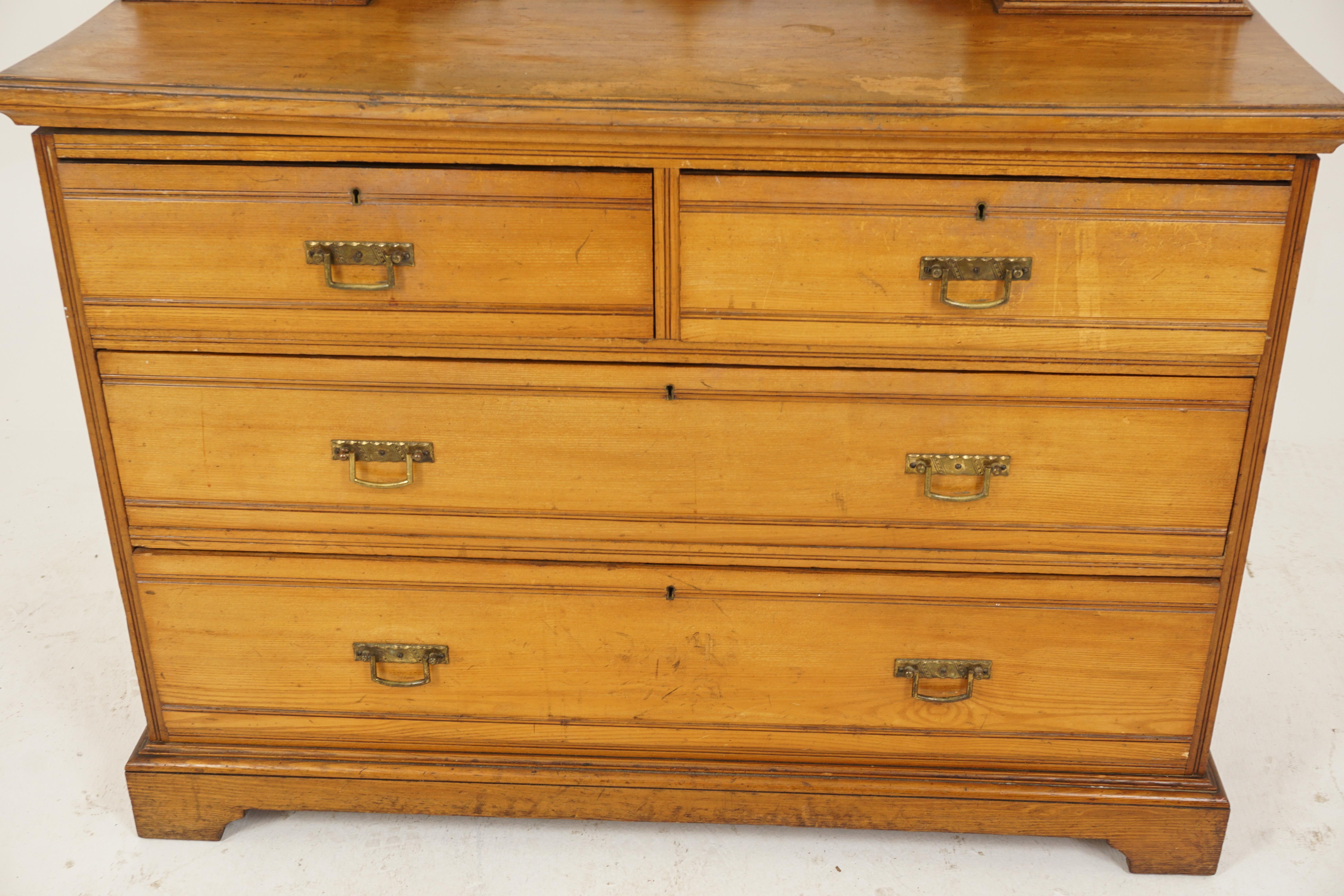 Antique Victorian Vanity, Large Ash Chest of Drawers, Scotland 1880, H220 For Sale 5