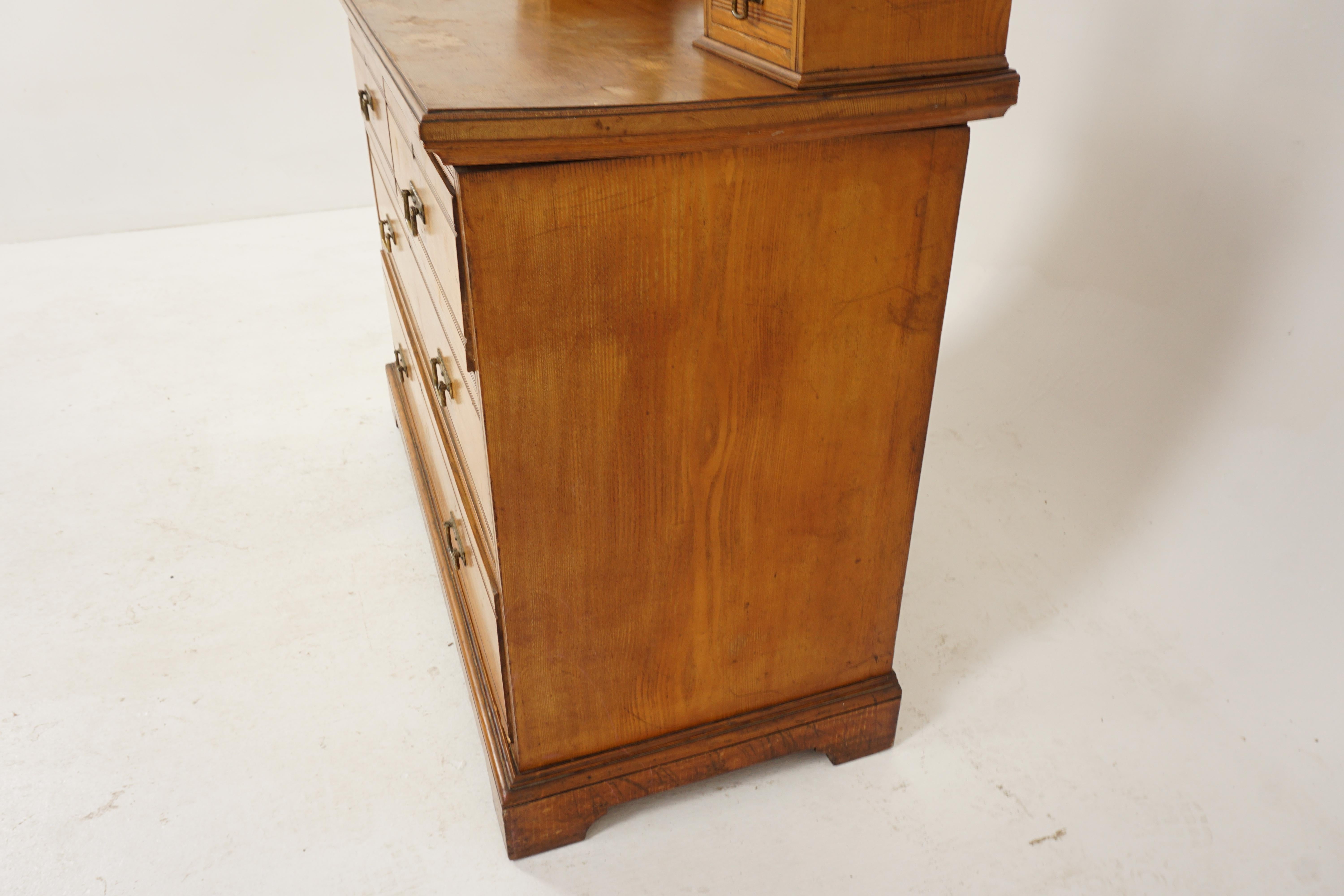 Antique Victorian Vanity, Large Ash Chest of Drawers, Scotland 1880, H220 For Sale 1