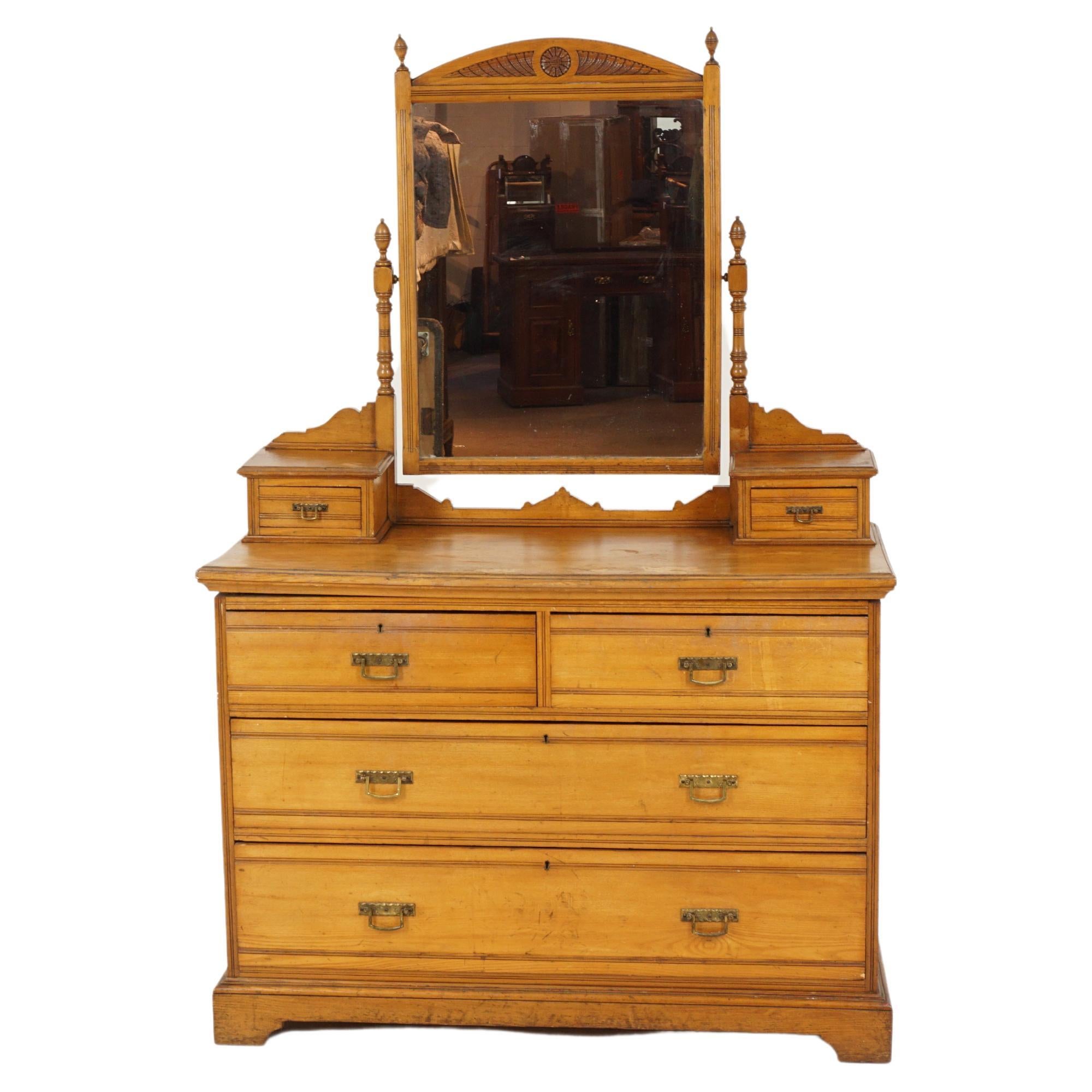 Antique Victorian Vanity, Large Ash Chest of Drawers, Scotland 1880, H220 For Sale