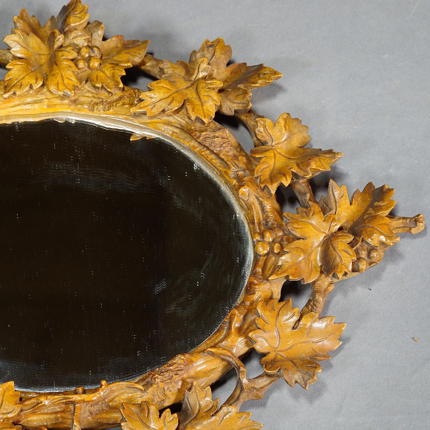 Carved Antique Victorian Vanity Mirror, Black Forest, circa 1900