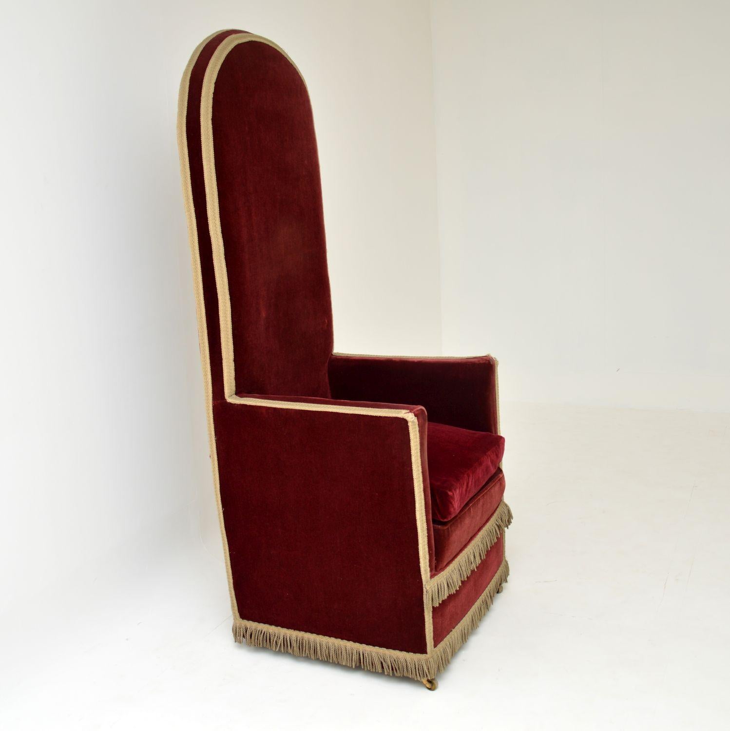 Antique Victorian Velvet Porters Chair / Armchair 5