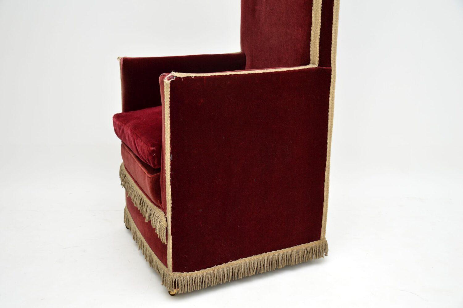 Antique Victorian Velvet Porters Chair / Armchair 3