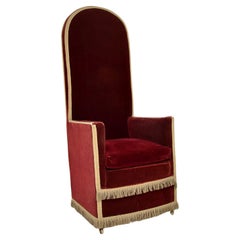 Antique Victorian Velvet Porters Chair / Armchair
