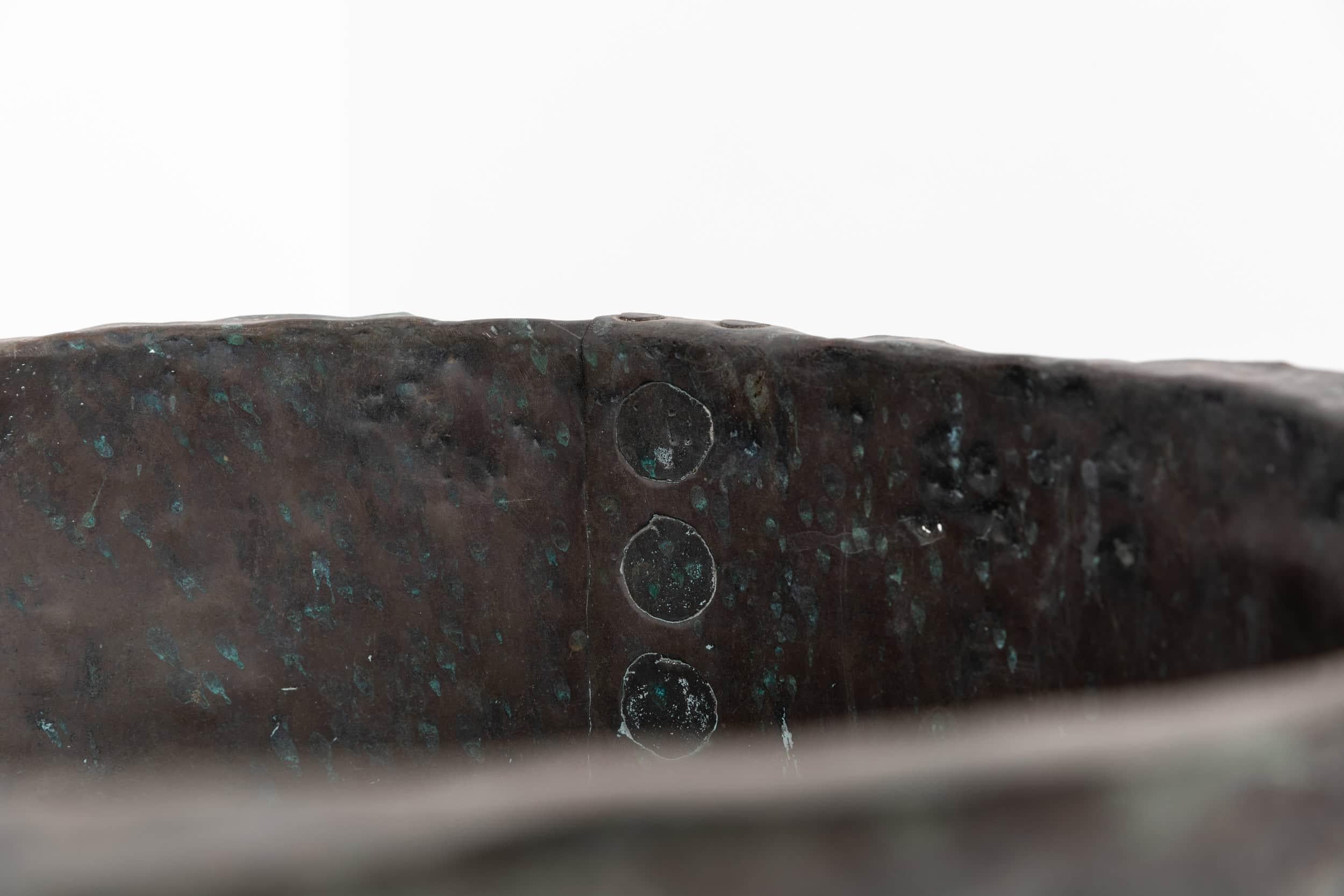 Antique Victorian Verdigris Copper Boiler Planter Tub Pot Log Storage. c.1880 In Fair Condition In London, GB