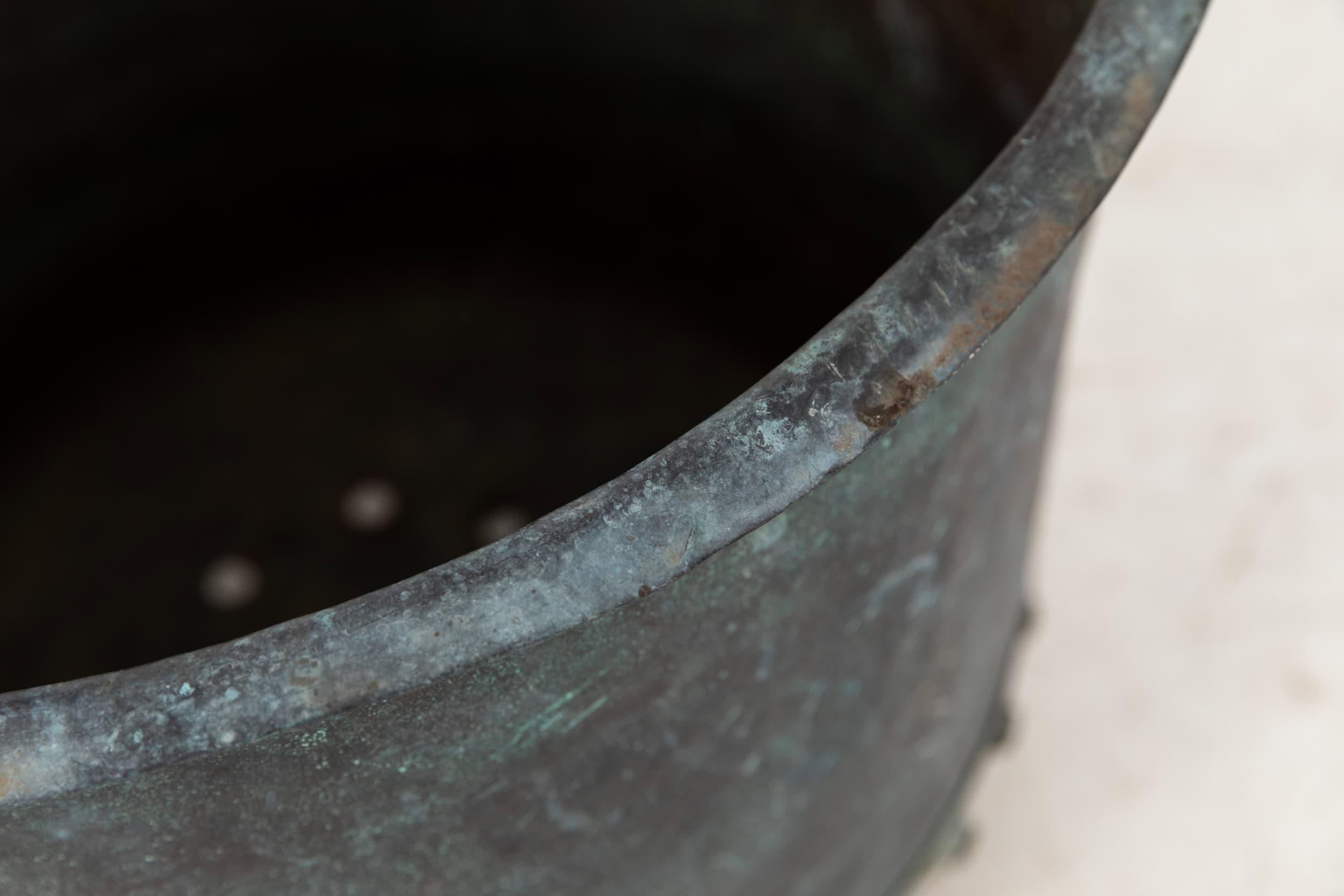 Antike viktorianische Verdigris-Kupferrohrgefäß-Pflanzgefäße/Töpferwaren-Aufbewahrung in Wannenform, ca. 1880 (19. Jahrhundert) im Angebot