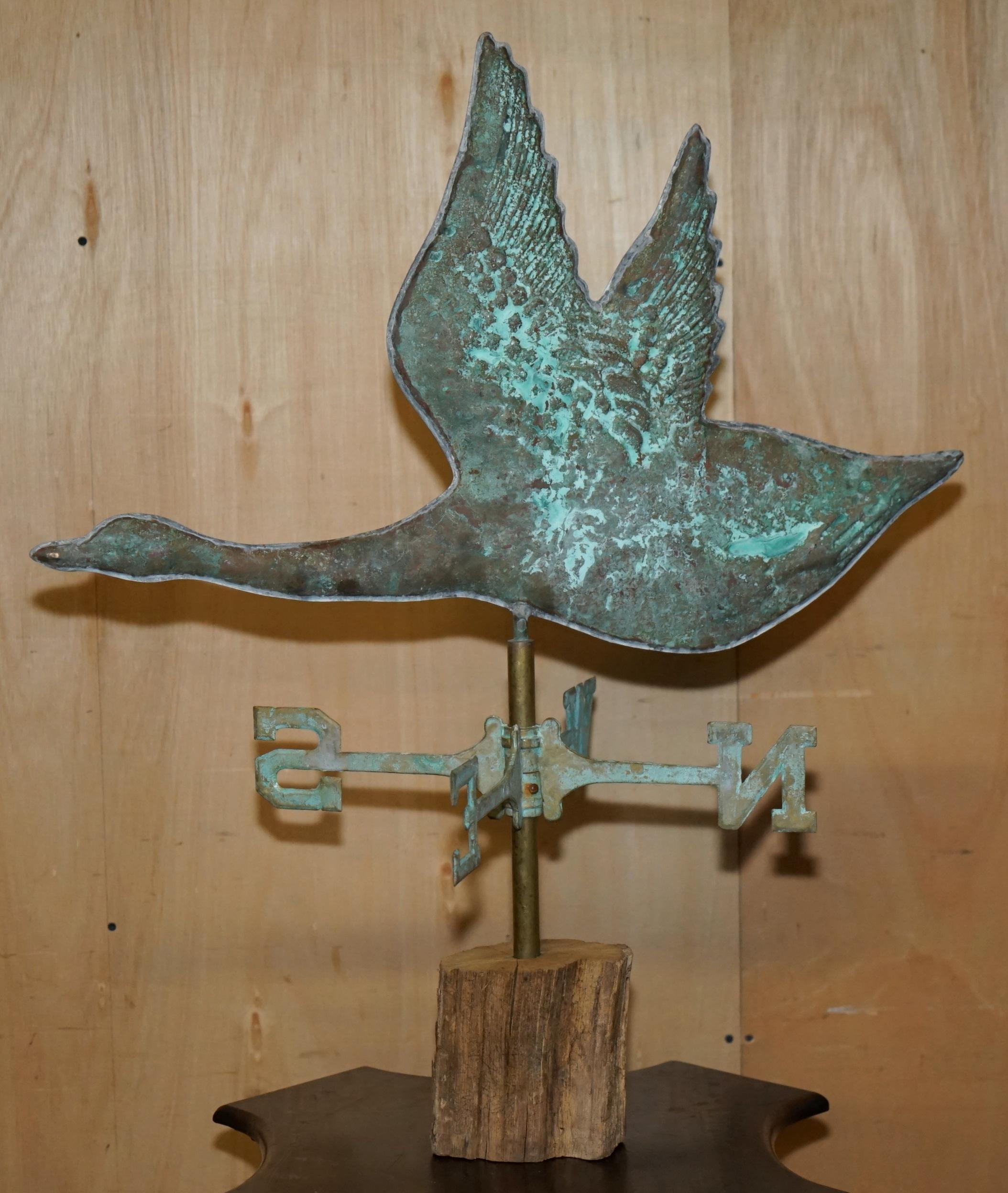 ANTICA VENTOLA VERDIGRIS VERDE OCA CANADESE RAME CIRCA 1880 7