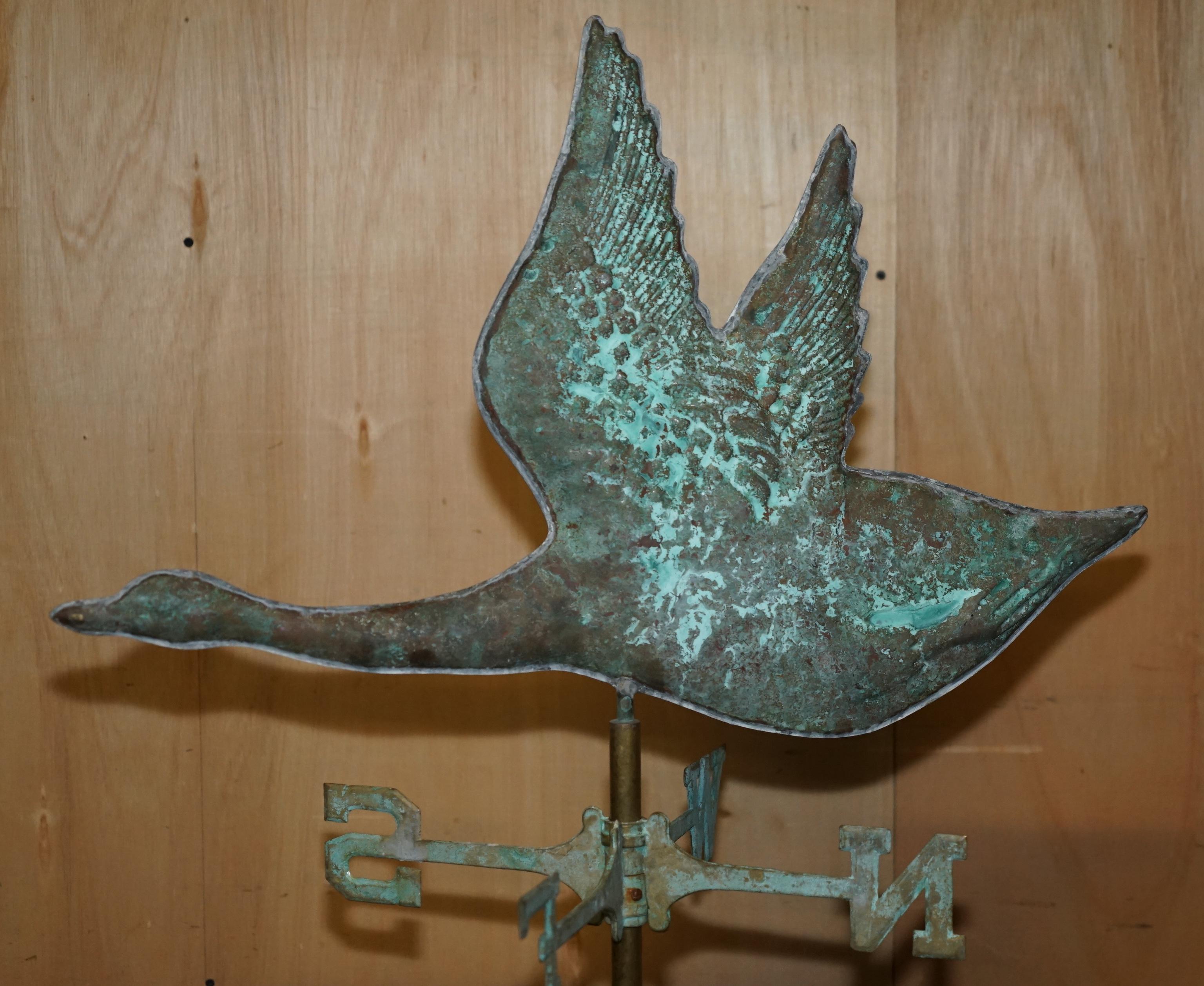 ANTICA VENTOLA VERDIGRIS VERDE OCA CANADESE RAME CIRCA 1880 8