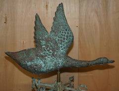 ANTIQUE ViCTORIAN VERDIGRIS GREEN CANADIAN GOOSE COPPER WEATHER VANE CIRCA 1880