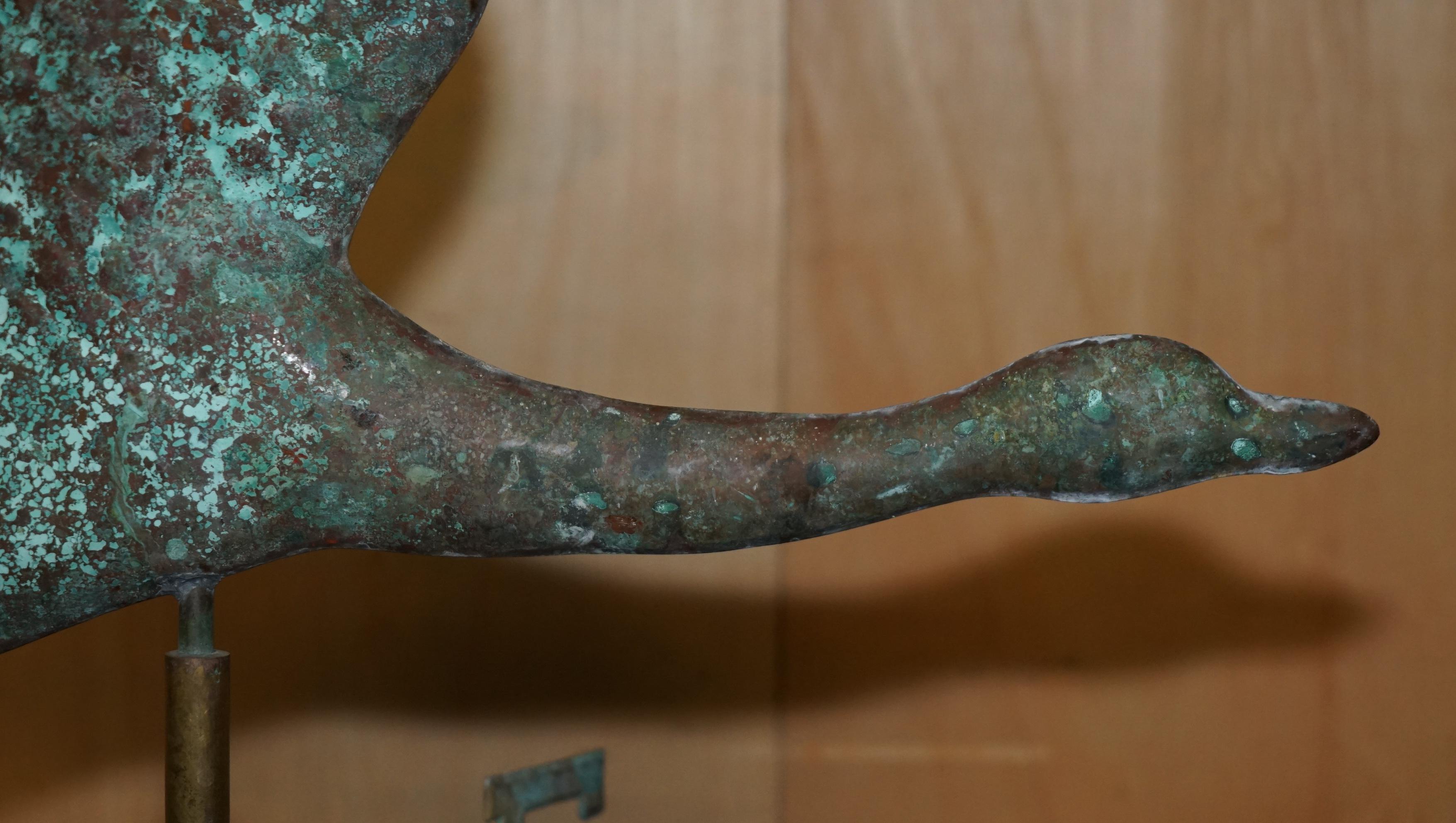 Vittoriano ANTICA VENTOLA VERDIGRIS VERDE OCA CANADESE RAME CIRCA 1880