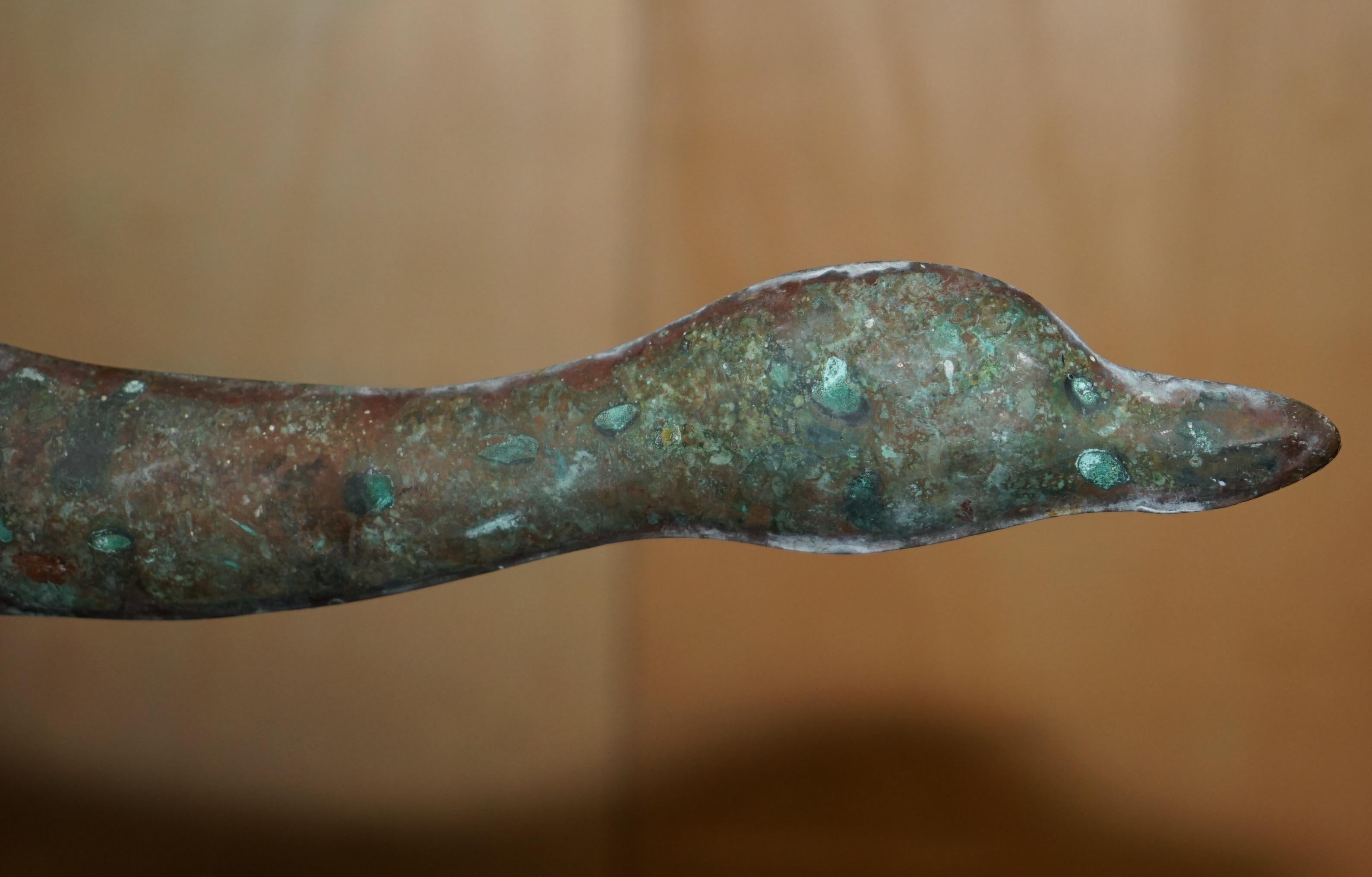 Fatto a mano ANTICA VENTOLA VERDIGRIS VERDE OCA CANADESE RAME CIRCA 1880