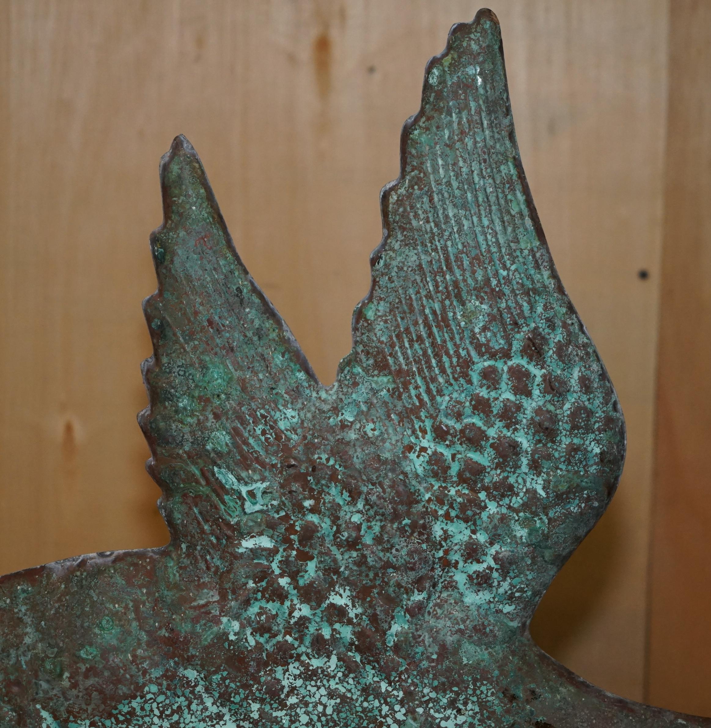 XIX secolo ANTICA VENTOLA VERDIGRIS VERDE OCA CANADESE RAME CIRCA 1880