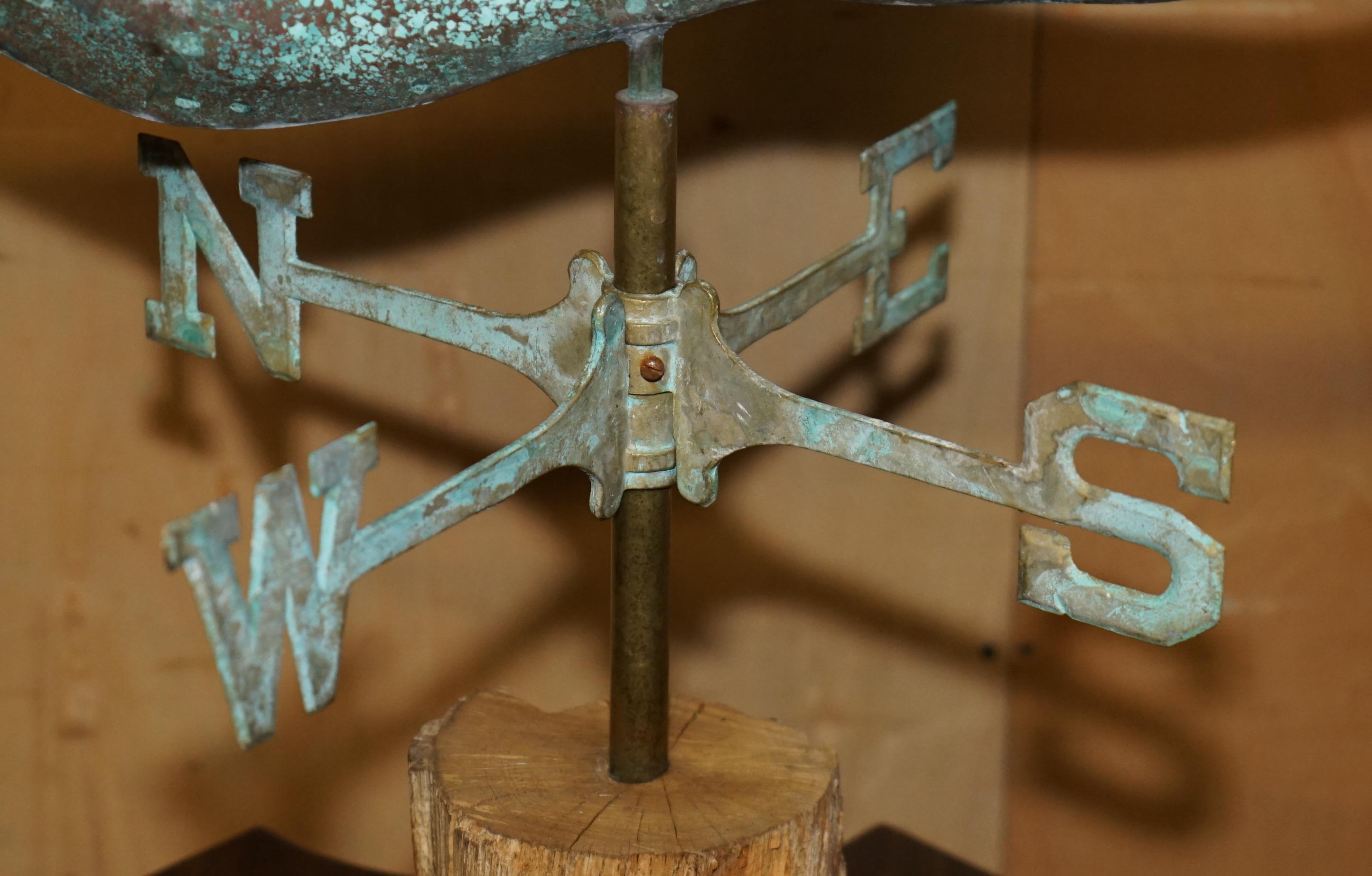 Rame ANTICA VENTOLA VERDIGRIS VERDE OCA CANADESE RAME CIRCA 1880