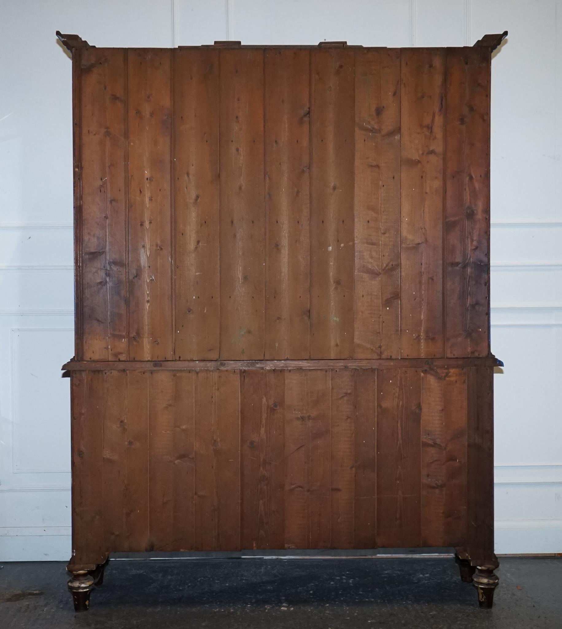 ANTIQUE VICTORIAN VIBRANT BLUE HAND PAINTED KITCHEN CUPBOARD CABiNET im Angebot 13