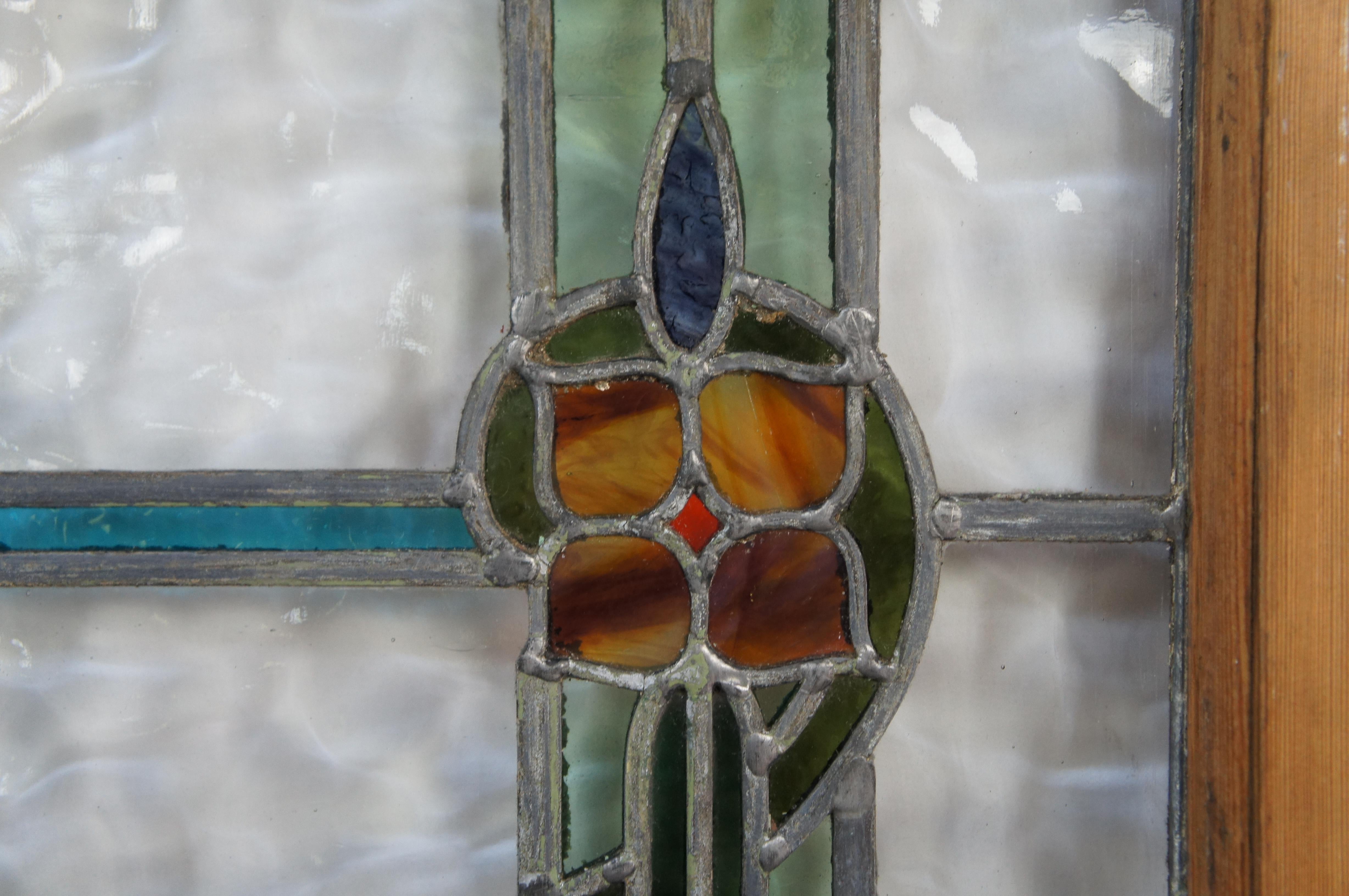 Antique Victorian Leaded Stained Glass Neoclassical Transom Window 4