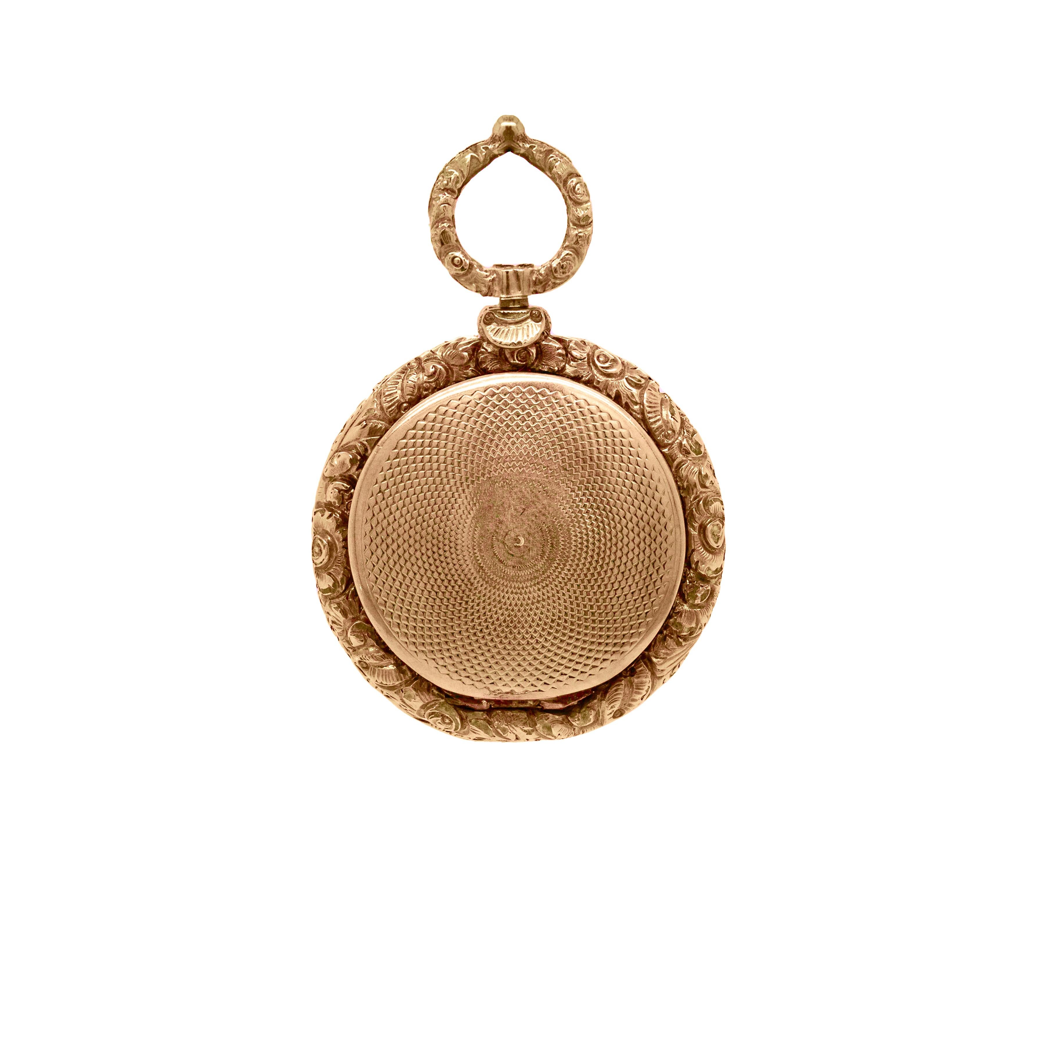 Try to go back in time to the Early Victorian era and imagine how many wonderful stories this spectacular piece has to tell.

Meticulously crafted in 10 carat yellow gold, this ornate vinaigrette locket features a deeply hand carved floral frame and