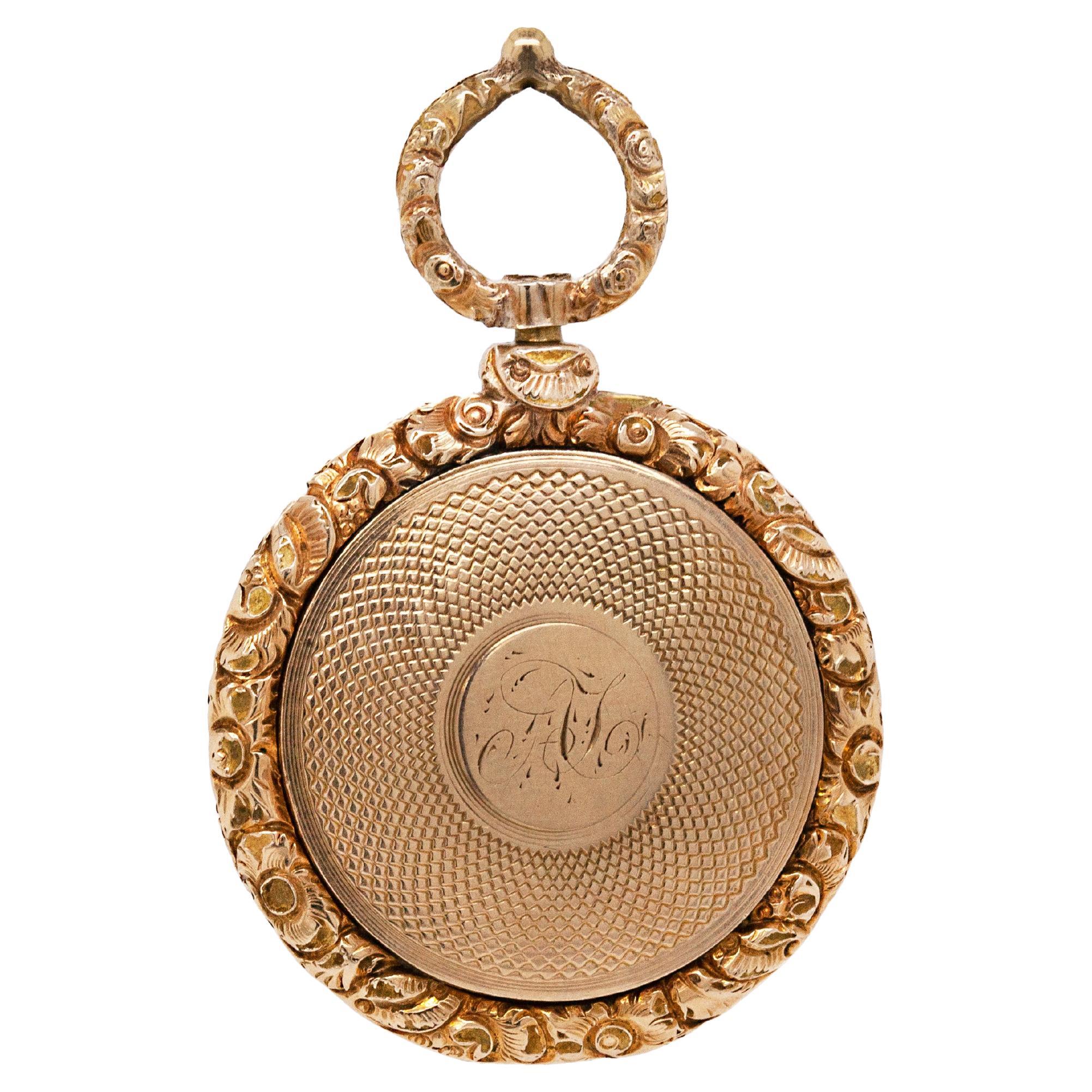 Antique Victorian Vinaigrette 10 Carat Yellow Gold Perfume Locket Pendant