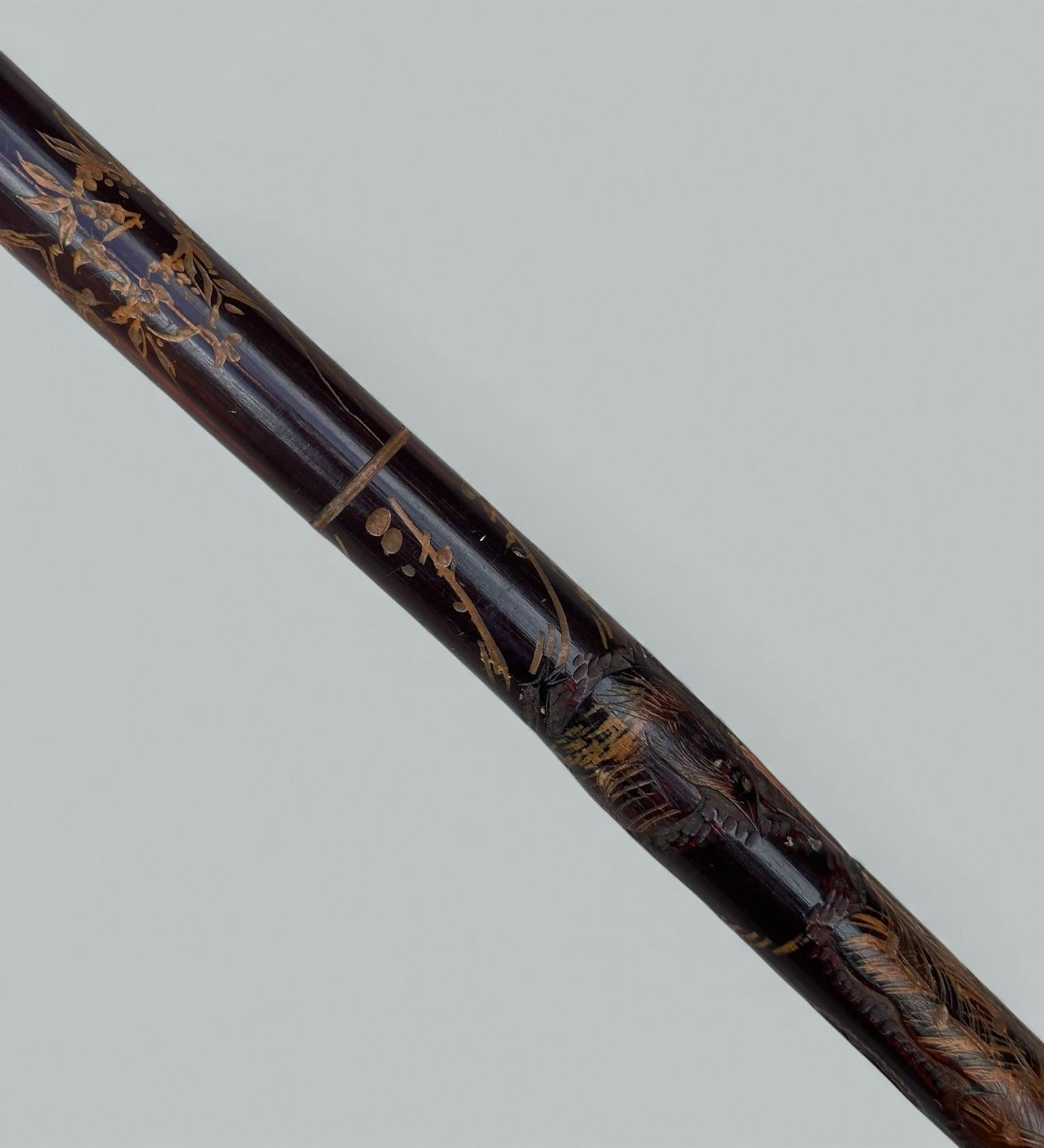 Ancienne canne-bâton en bois de Malacca en os de baleine de l'époque victorienne en vente 2